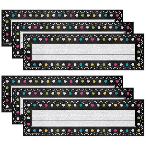 Teacher Created Resources Chalkboard Brights Flat Name Plates, 36 Pieces, PK6 TCR5624